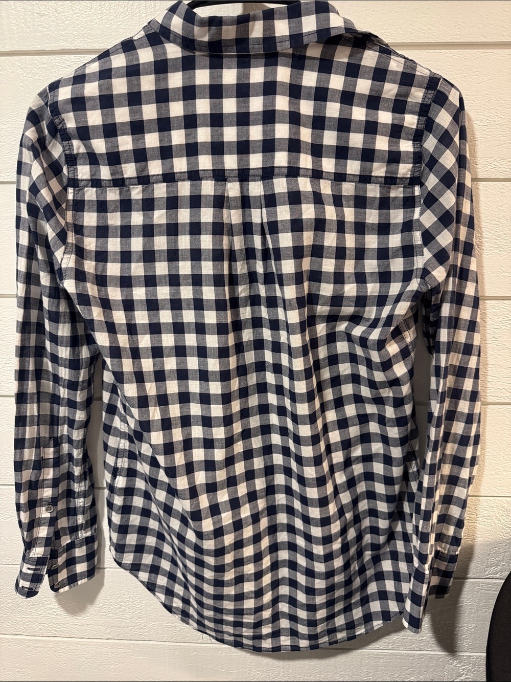 J. Crew Navy and White Gingham Button-Down Shirt-xs - Picture 3 of 4